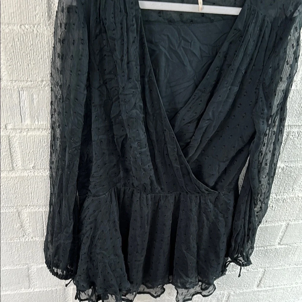 Free People Peasant Tunic Deep Jade Bishop Sleeves Mini Dress